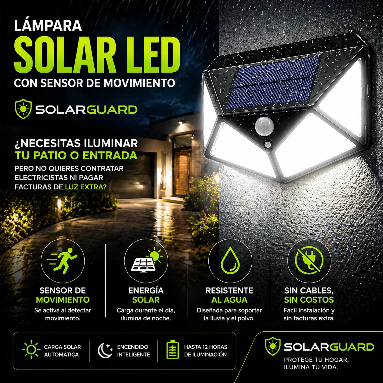 Lampara Solar Led Con Sensor De Movimiento - SolarGuard